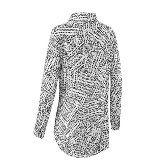 CAbi Split Back Long Sleeve Blouse Black White Abstract Print Style 3255 Size M - Picture 2 of 12